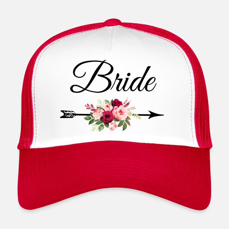 Bride bouquet de fleurs flèche Casquette trucker 