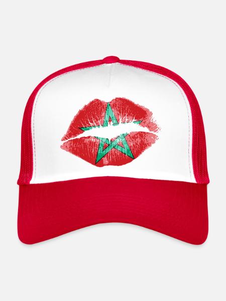 Kiss (Maroc / Maroc) - Casquette trucker  - blanc/rouge - Devant