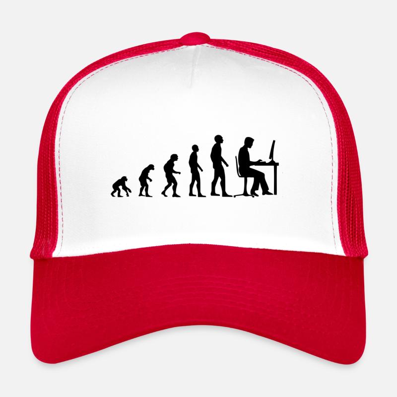 Evolution Gamer PC Videospiele Computer - Schwarz - Trucker Cap - Weiß/Rot
