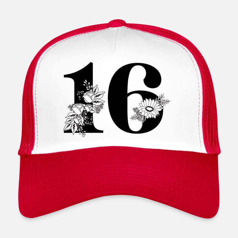 Nummer 16 Schwarze Blumen - 16. Blumenjubiläum Trucker Cap