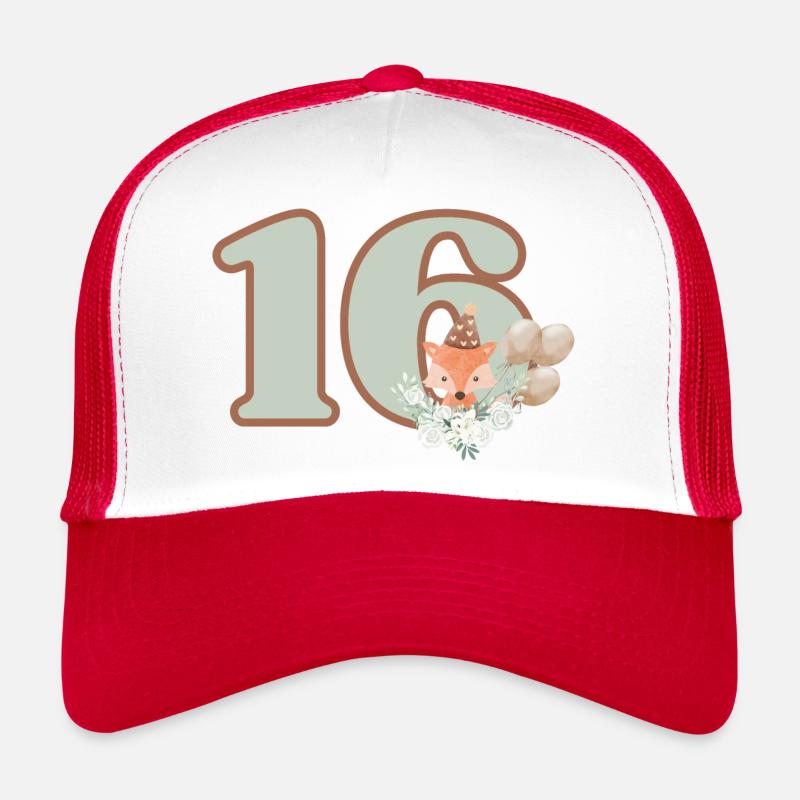 16e anniversaire renard fleurs Casquette trucker 