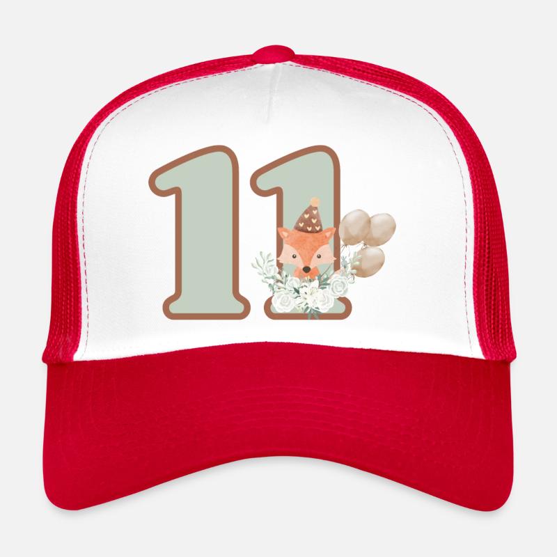 11th Birthday Fox Flowers Trucker Cap