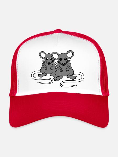Two Nasty Mice Angry Frustrated Sour Aggressive - Trucker Cap - white/red - Front