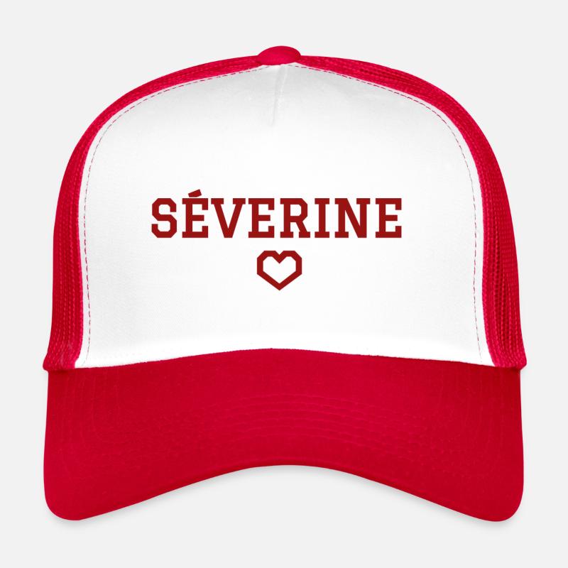 Séverine cœur - Casquette trucker  - blanc/rouge