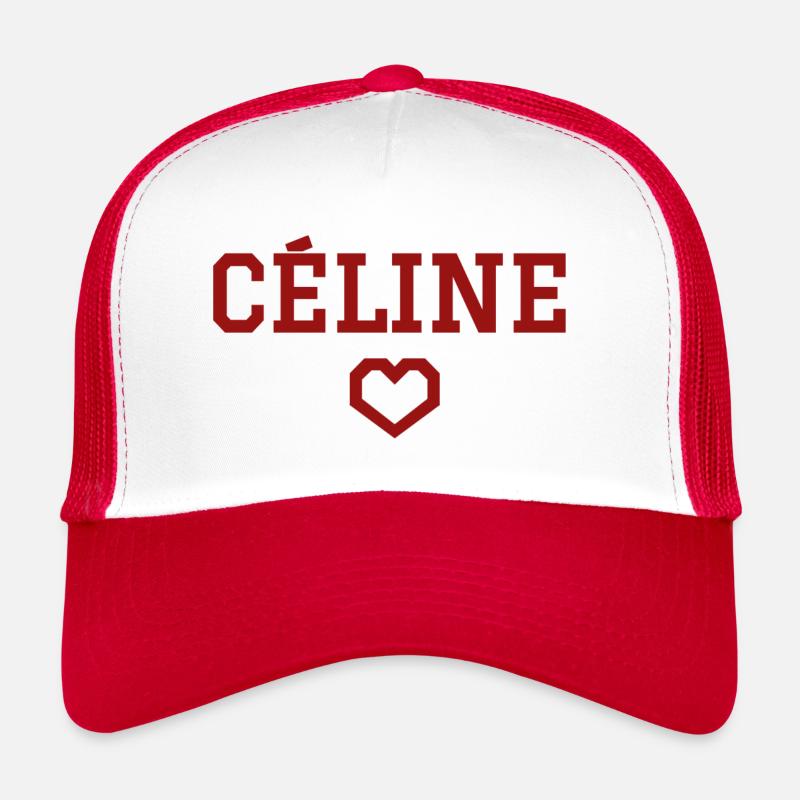 Céline cœur - Casquette trucker  - blanc/rouge
