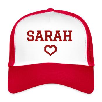 Sarah Herz - Trucker Cap - Weiß/Rot - Vorne