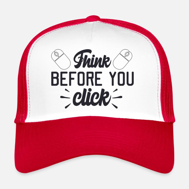 Denken Sie, bevor Sie klicken - Trucker Cap - Weiß/Rot