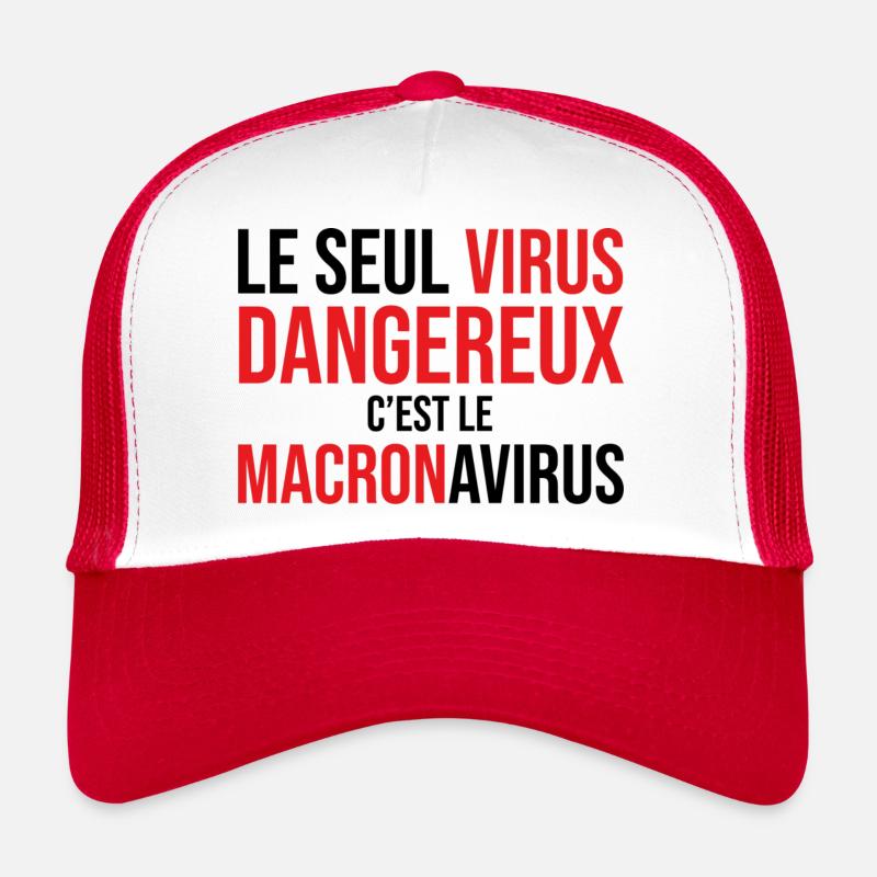 Macronavirus - Casquette trucker  - blanc/rouge