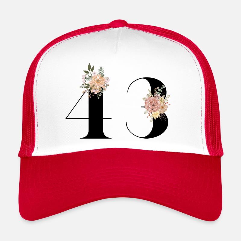 43e anniversaire fleuris (Cadeau de 43 ans) Casquette trucker 