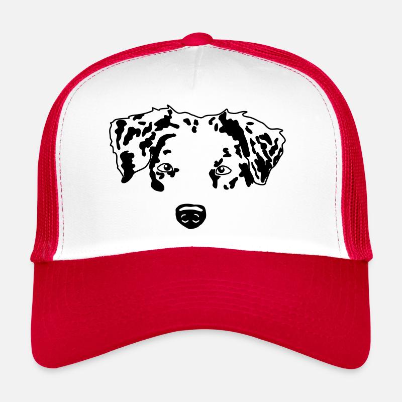 minimal Australian Shepherd Aussie dog - Trucker Cap - Weiß/Rot