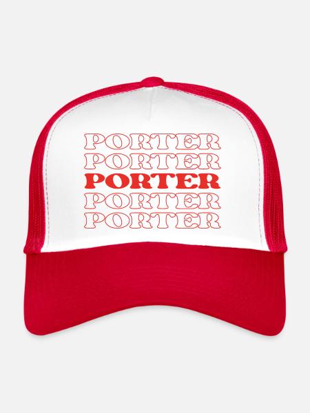 Page du porteur de bagages Porter Bellman - Casquette trucker  - blanc/rouge - Devant