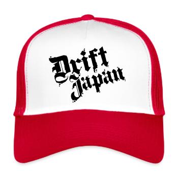 DRIFT JAPAN Apparel Dirty English Logo - Trucker Cap - white/red - Front
