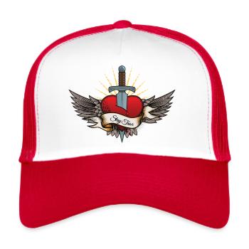 Tattoo Heart Stay True – ncd-shirts.de - Trucker Cap - white/red - Front