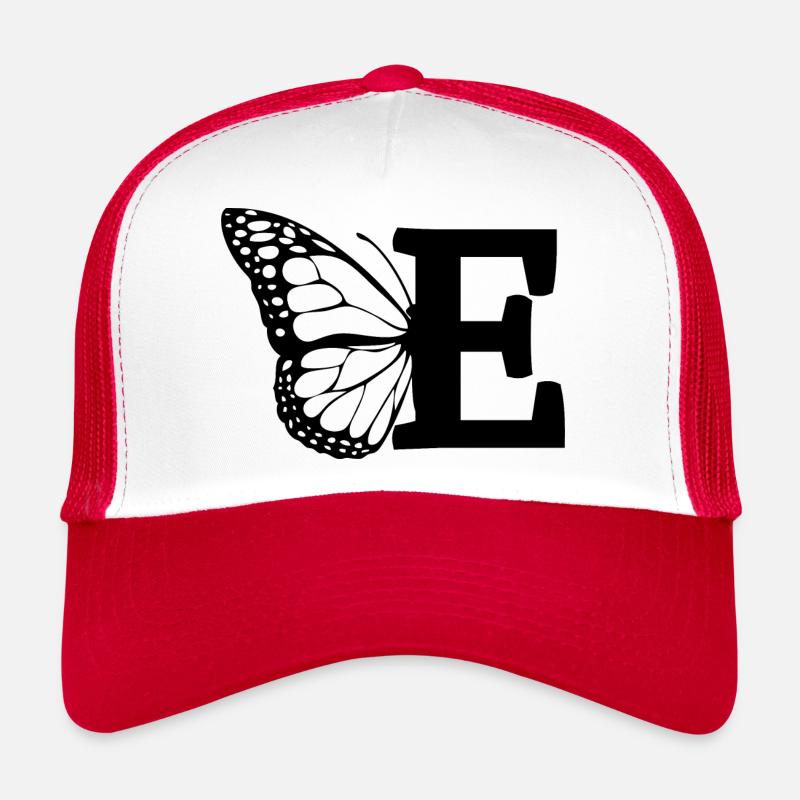 lettre e papillon - Casquette trucker  - blanc/rouge