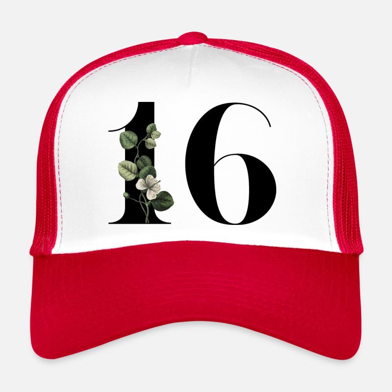 Nummer 16 Blumengrün -16. Blumengeburtstag Trucker Cap
