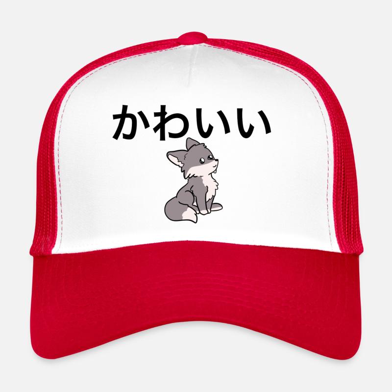 Netter Japaner - Wolf - Trucker Cap - Weiß/Rot