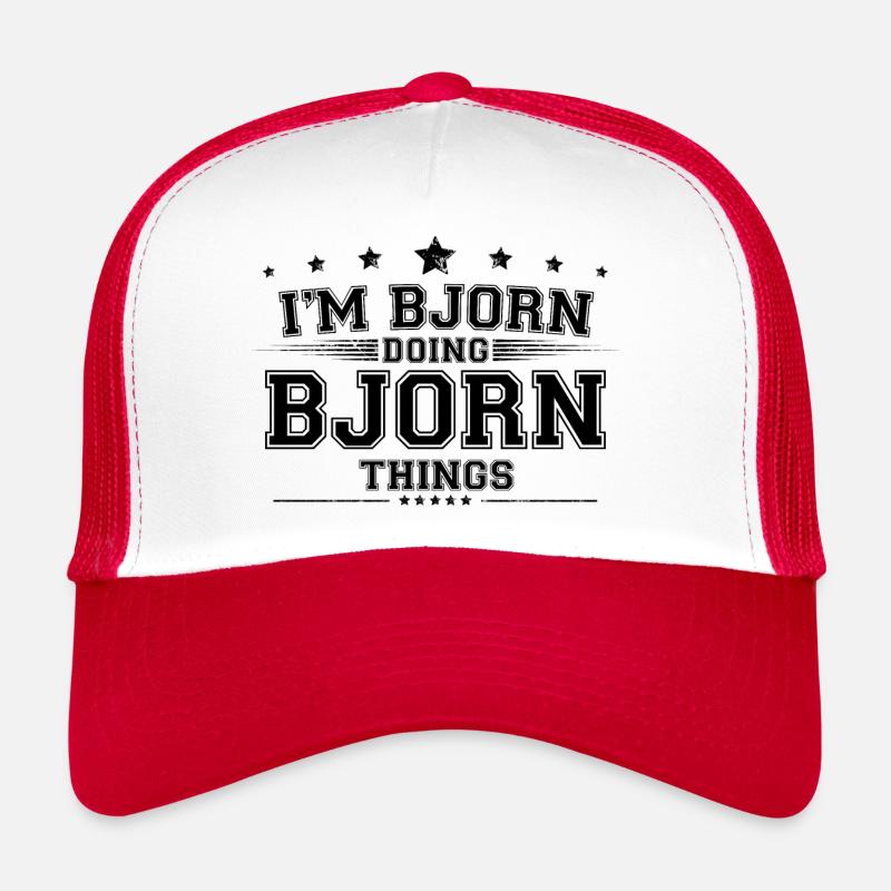 Ich bin Björn, der Björn-Dinge tut - Trucker Cap - Weiß/Rot
