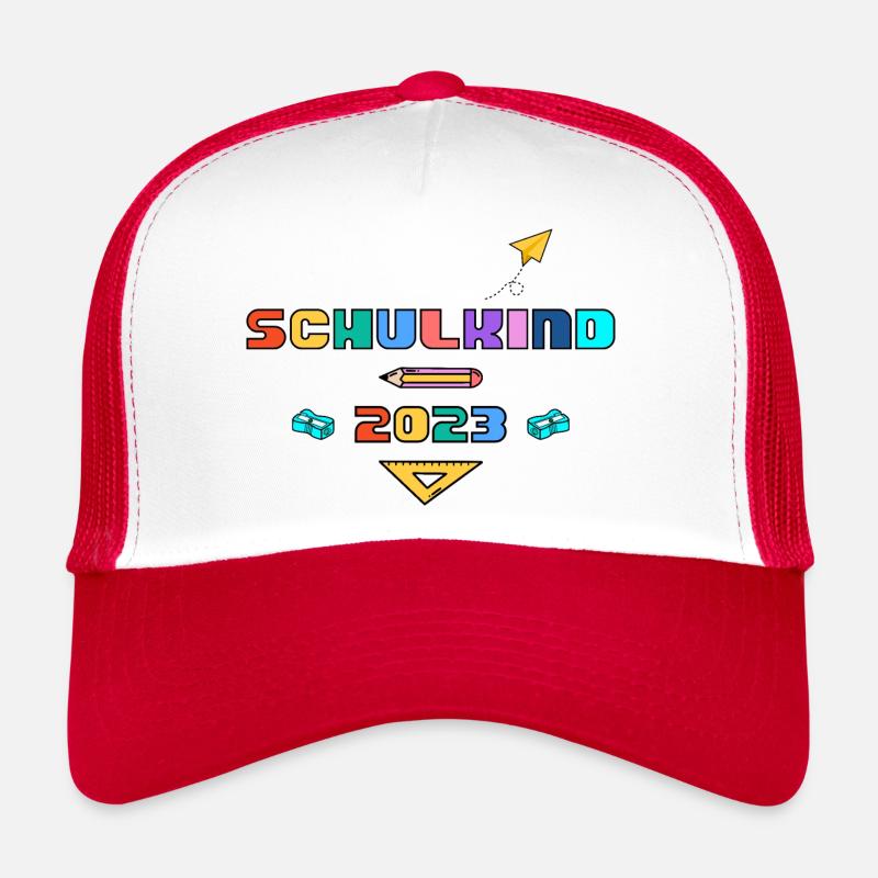 Schulkind Schule Einschulung 1. Klasse Geschenk - Trucker Cap - Weiß/Rot