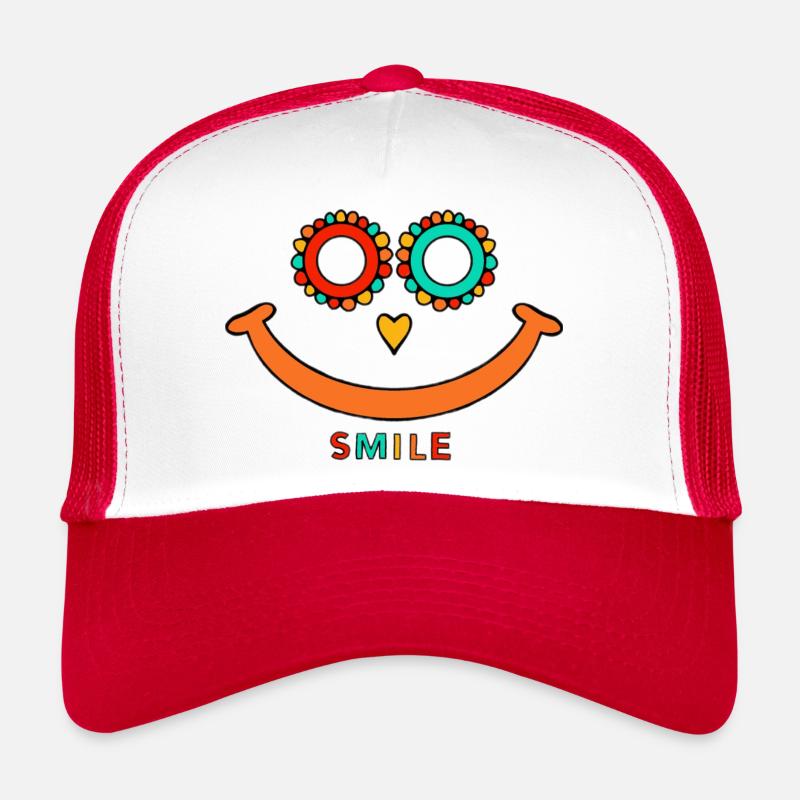 Sourire - Casquette trucker  - blanc/rouge