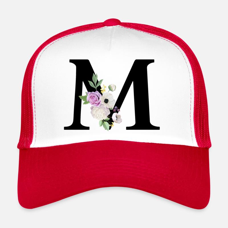 Lettre m floral violet Casquette trucker 