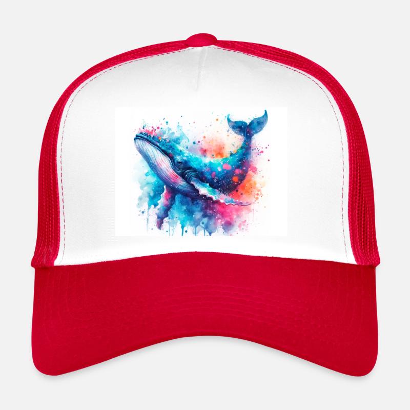 Der glückliche Wal - Trucker Cap - Weiß/Rot