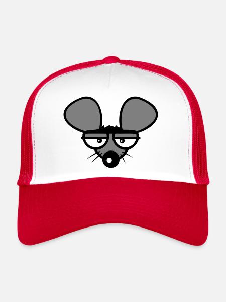 Mouse looks angry angry frustrated angry aggressive - Trucker Cap - white/red - Front