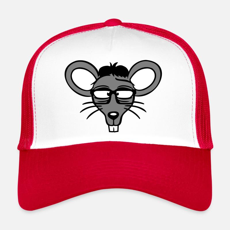 Maus Nerd Geek Hornbrille Schlau Intelligent Freak Trucker Cap