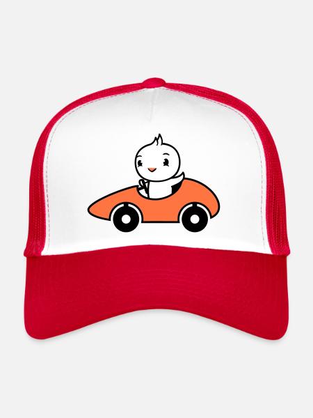 Bird Drives Fast Car Racing Car Sport Racing - Trucker Cap - white/red - Front