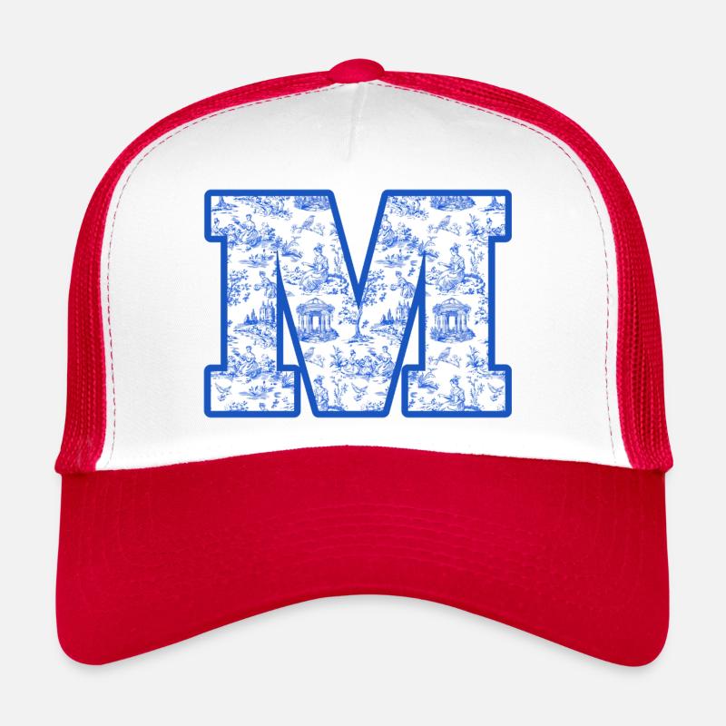 Lettre m chinoiserie bleu Casquette trucker 