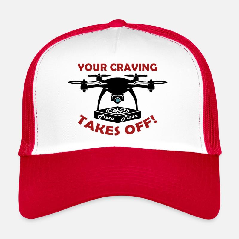 Drone de livraison de pizza - Casquette trucker  - blanc/rouge