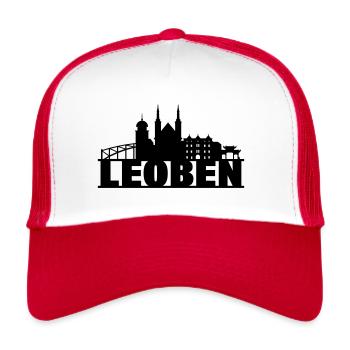 Skyline Leoben (noir) - Casquette trucker  - blanc/rouge - Devant