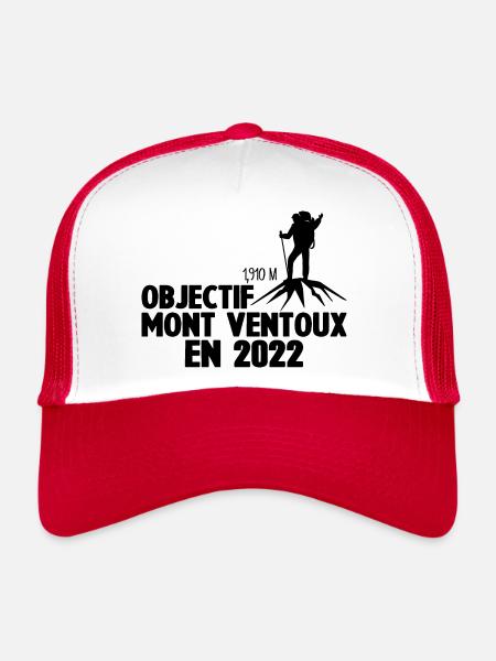 Mont Ventoux 2022 Cycliste Montagne Randonnée - Casquette trucker  - blanc/rouge - Devant