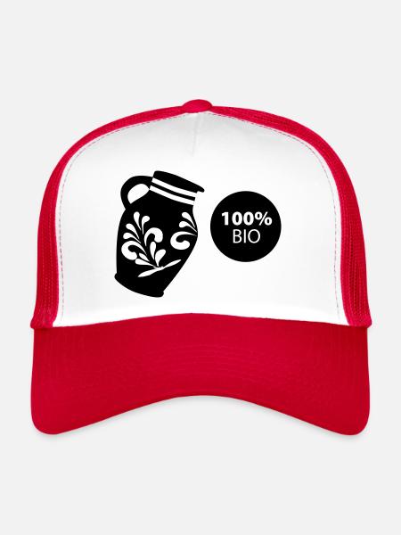 Bembel 100% BIO #ShirtShop #Hessen #FFM - Casquette trucker  - blanc/rouge - Devant