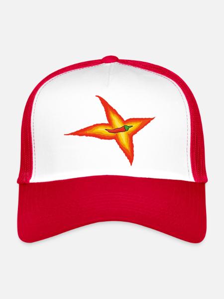 Piment oiseau - Casquette trucker  - blanc/rouge - Devant