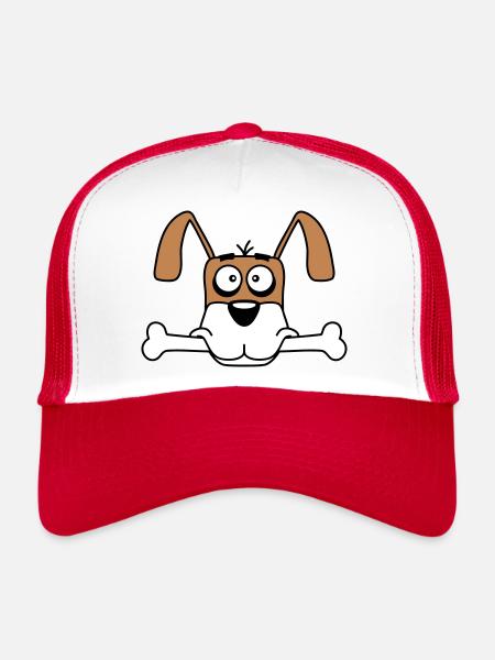 Drôle Chien Grand Os Bouche Bouche Faim Cool - Casquette trucker  - blanc/rouge - Devant