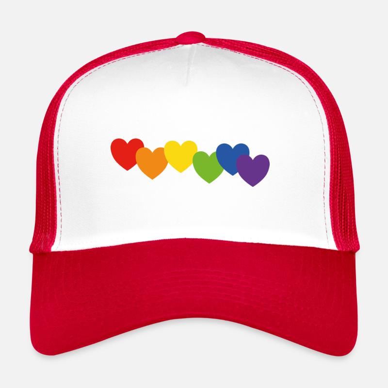 Herzen Regenbogenfarben - Trucker Cap - Weiß/Rot
