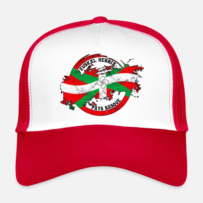 Ikurriña, drapeau du pays Basque - Casquette trucker  - blanc/rouge