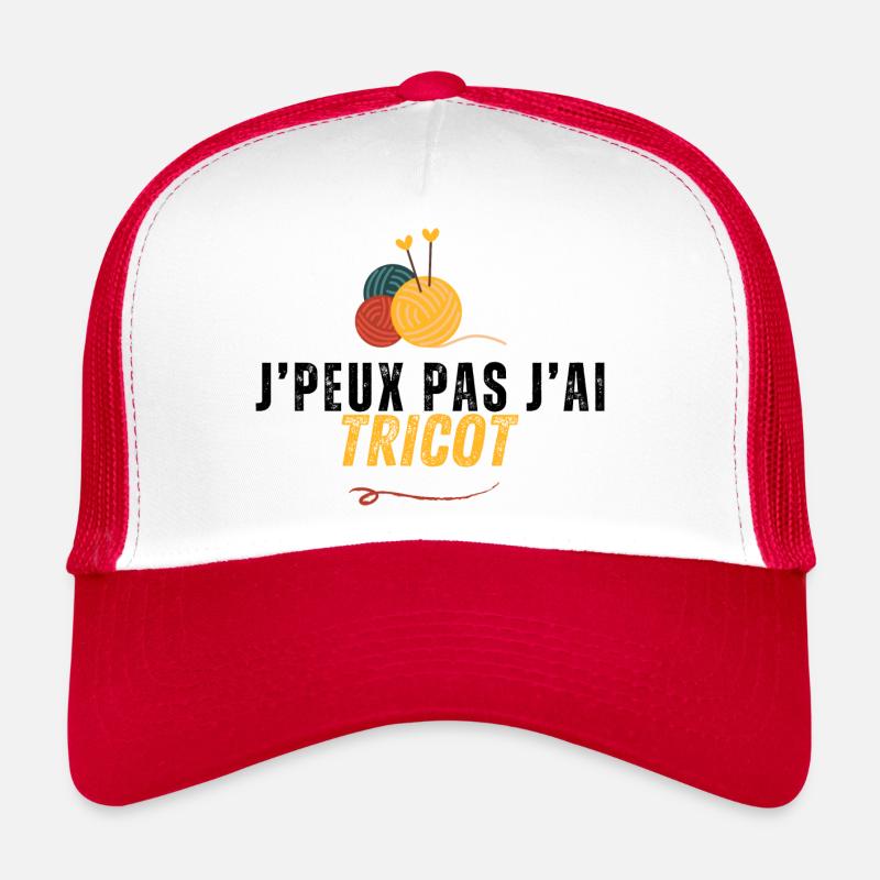 J' peux pas j'ai tricot - Casquette trucker - blanc/rouge