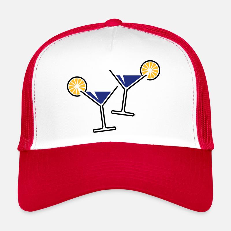 2 verres à cocktail / cocktail / martini + (bleu) Casquette trucker 