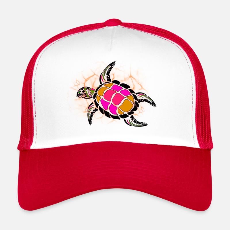 Rosa und orange Schildkröte Trucker Cap