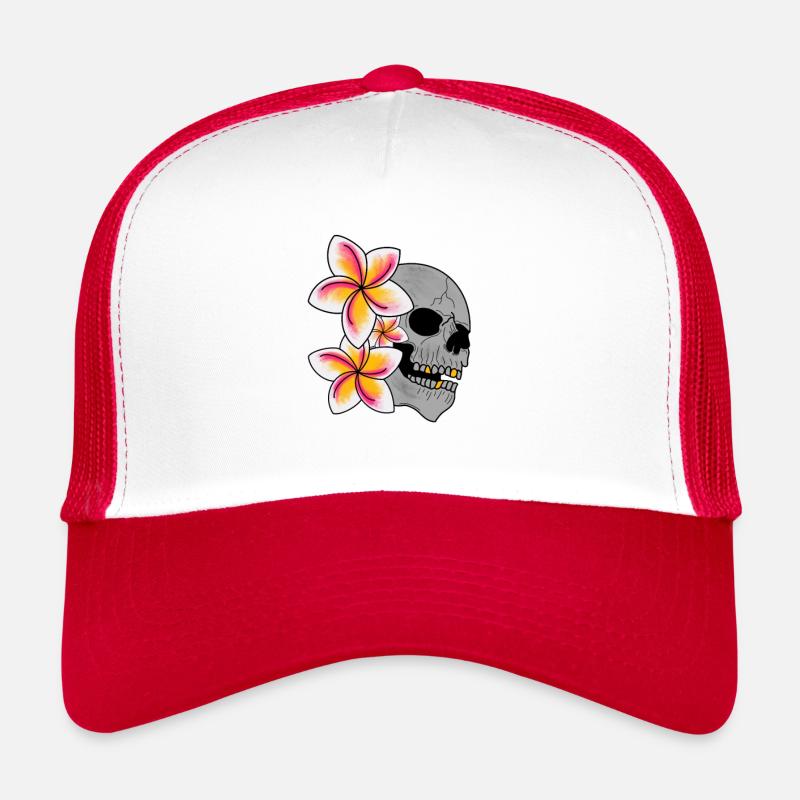Tête de mort et fleurs de Tiaré Casquette trucker 