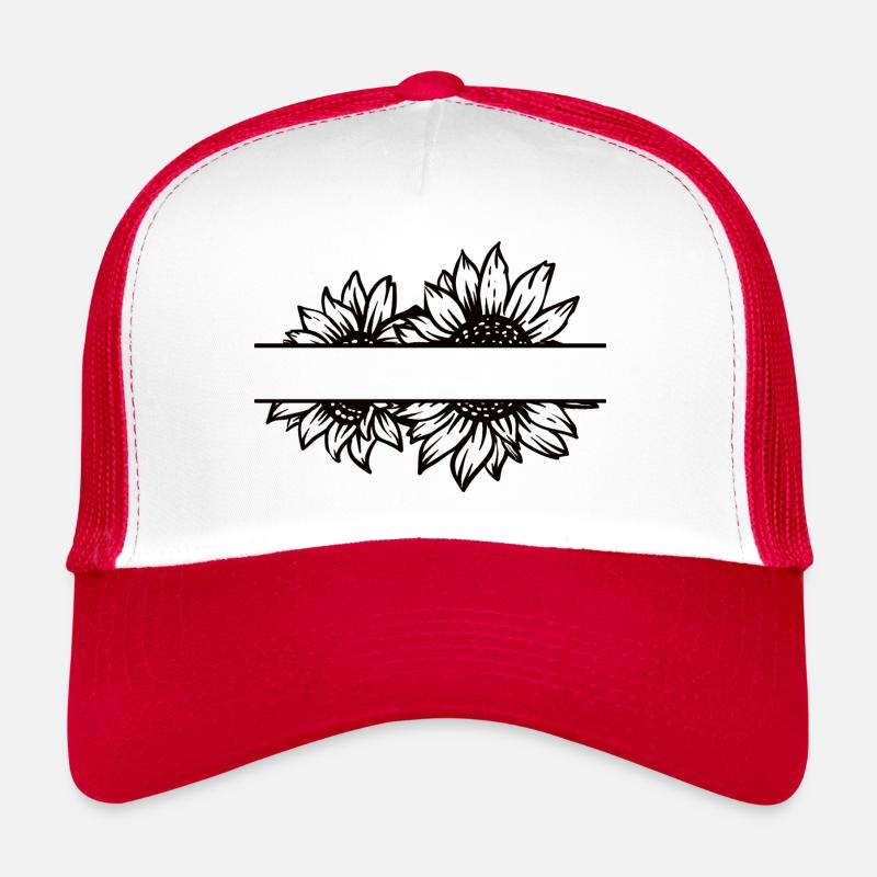 Double sunflower split black - Trucker Cap - white/red