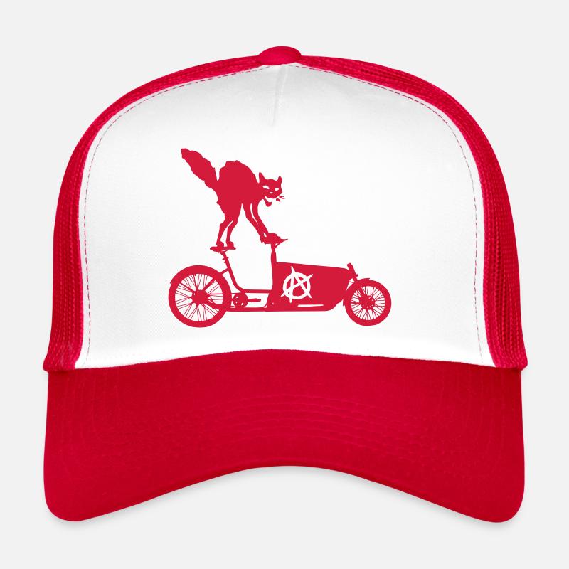 Anarcho Katzer rockt Lastenrad - Trucker Cap - Weiß/Rot