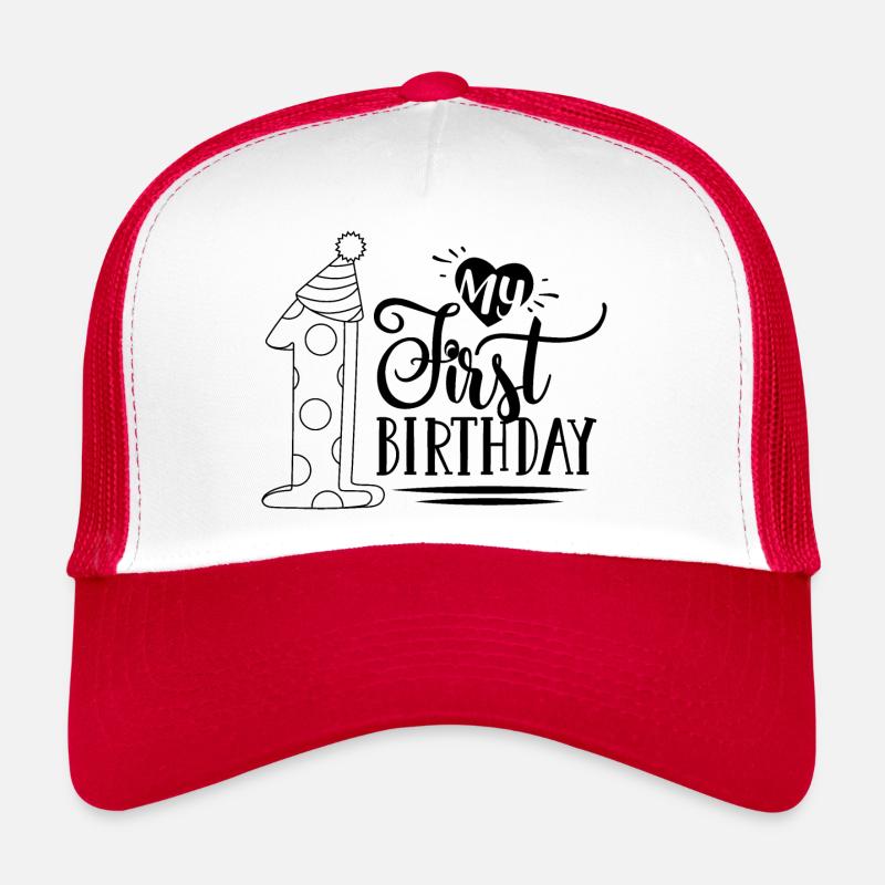 Mon premier anniversaire noir - Casquette trucker  - blanc/rouge