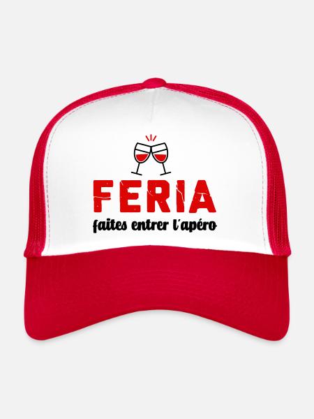 Feria humour faites entrer l'apéro - Casquette trucker  - blanc/rouge - Devant
