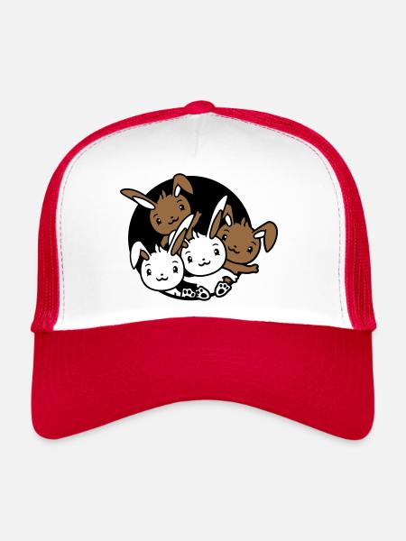 4 Bunnies Friends Team Crew Hole Quatre frères et sœurs - Casquette trucker  - blanc/rouge - Devant