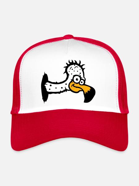 Geier Aasfresser Vogel lustig Geiern Aasgeier Spaß - Trucker Cap - Weiß/Rot - Vorne