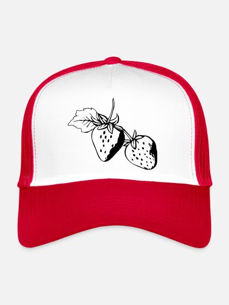 Fraises - Casquette trucker  - blanc/rouge - Devant