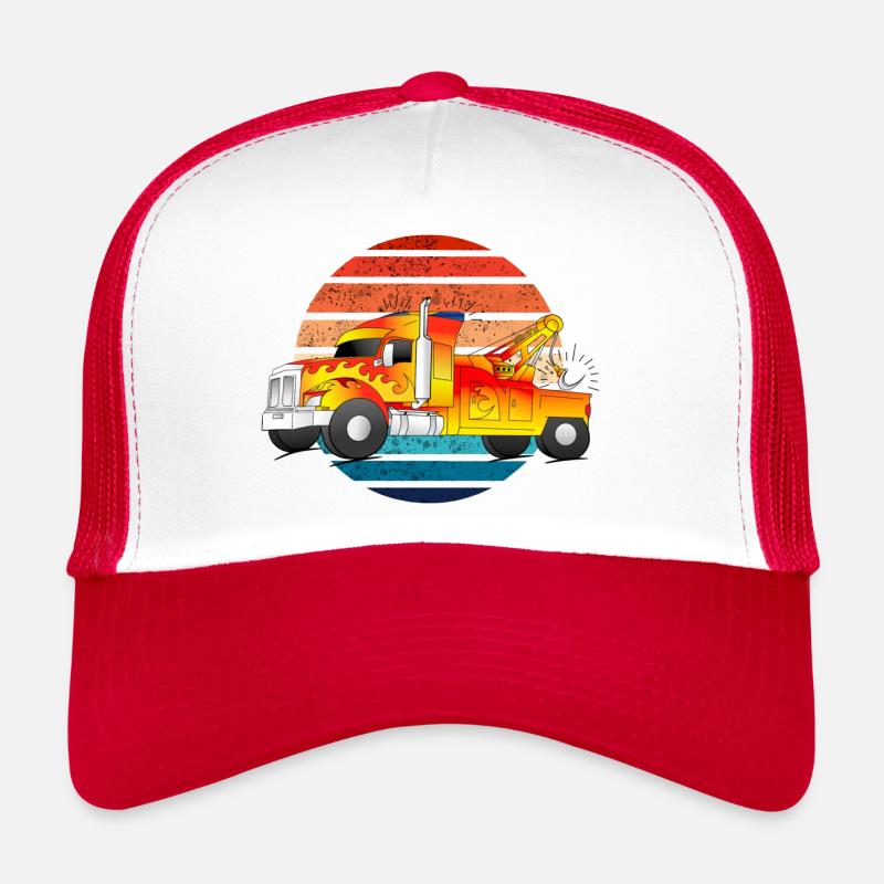 Abschleppwagen Abschleppdienst Abschlepper LKW - Trucker Cap - Weiß/Rot