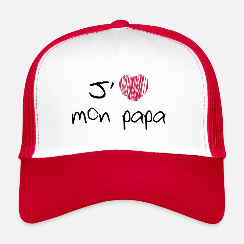 J'aime mon papa - Casquette trucker  - blanc/rouge